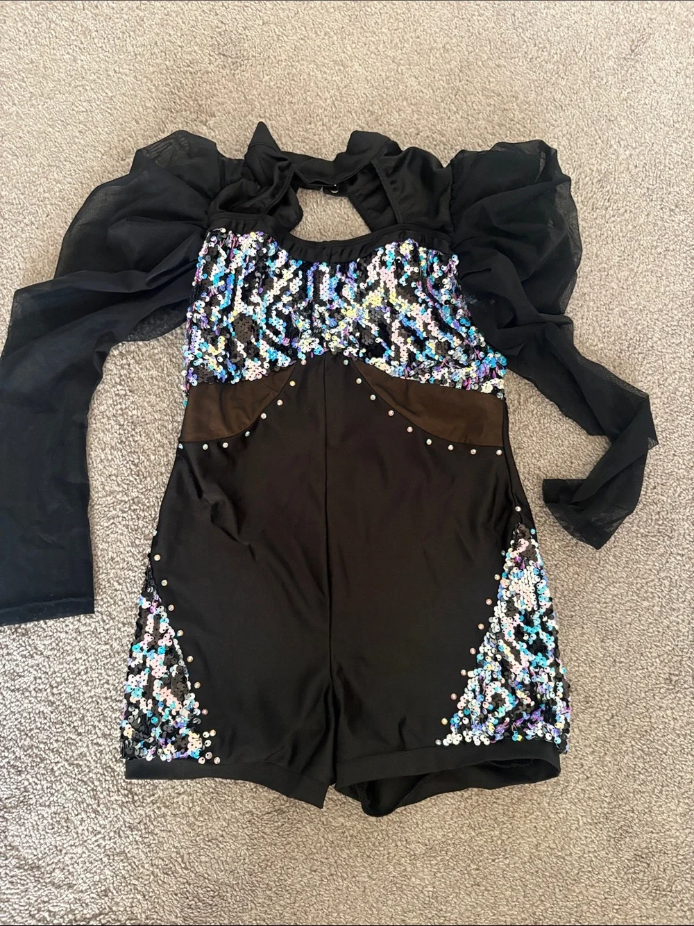 Black Sequin Dance Costume for Kids